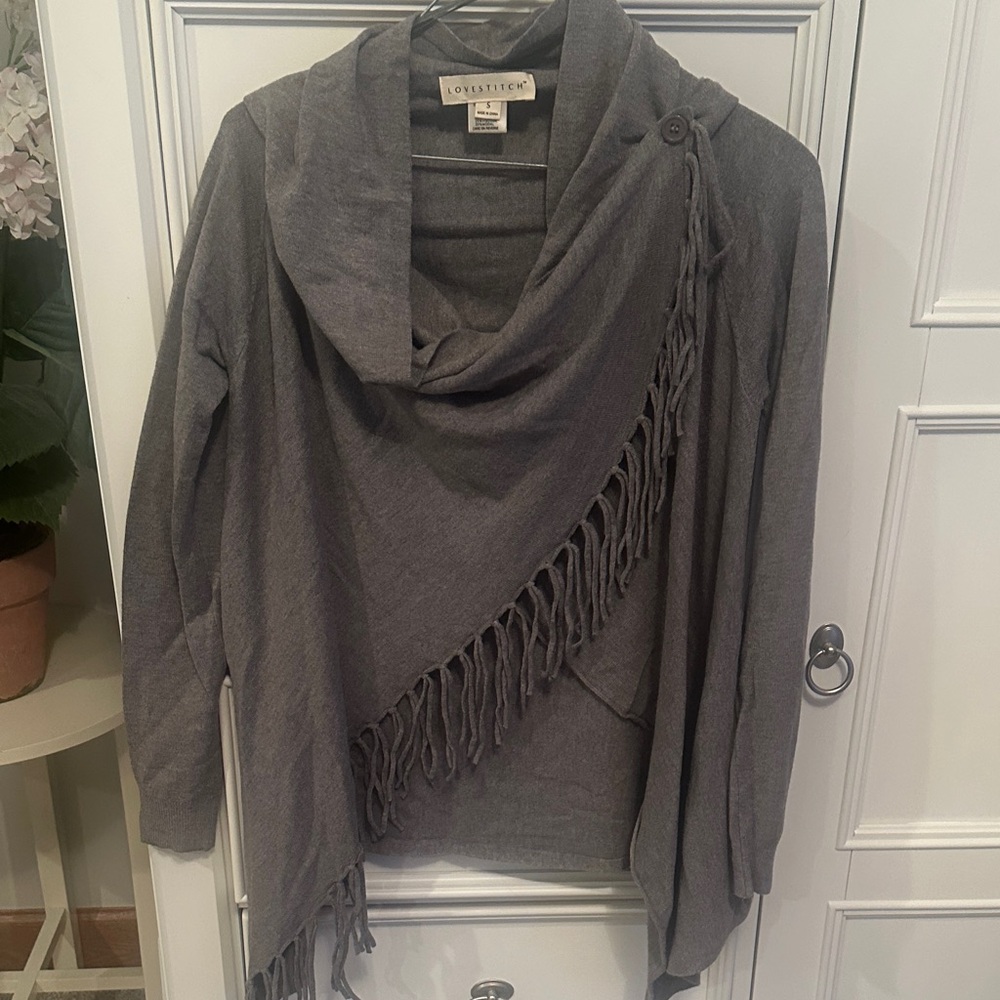 Lovestitch Charcoal Fringe Cardigan